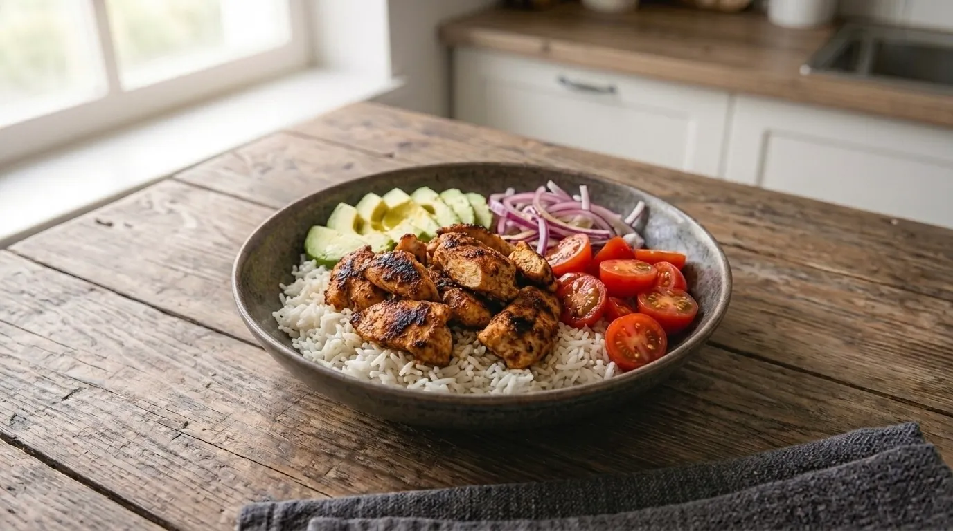 Illustration de l’article Bowl poulet cajun, riz et avocat