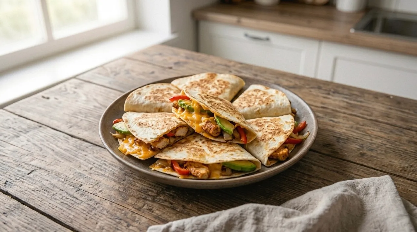 Illustration de l’article Quesadillas au poulet, cheddar et avocat